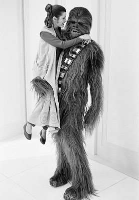 Chewbacca holding Princess Leia for Wonderful Wookiee Wednesday