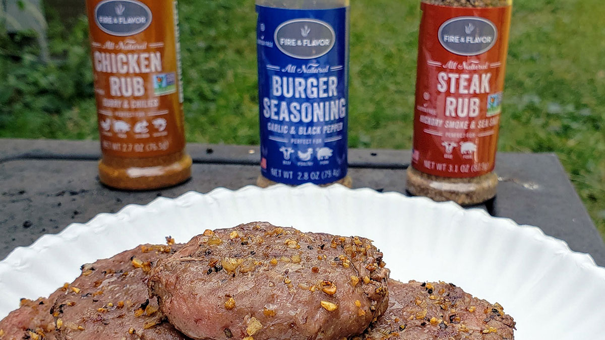 Burger patties with Fire and Flavor seasonings