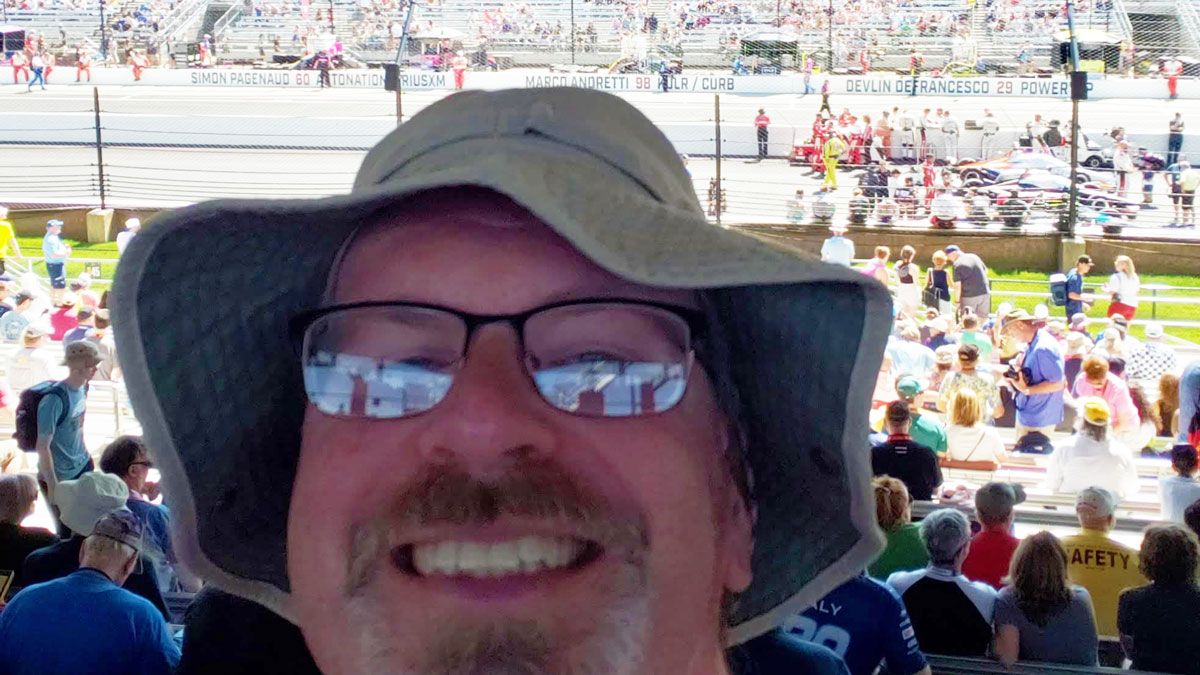 I took this selfie from my seat before my first Indy 500