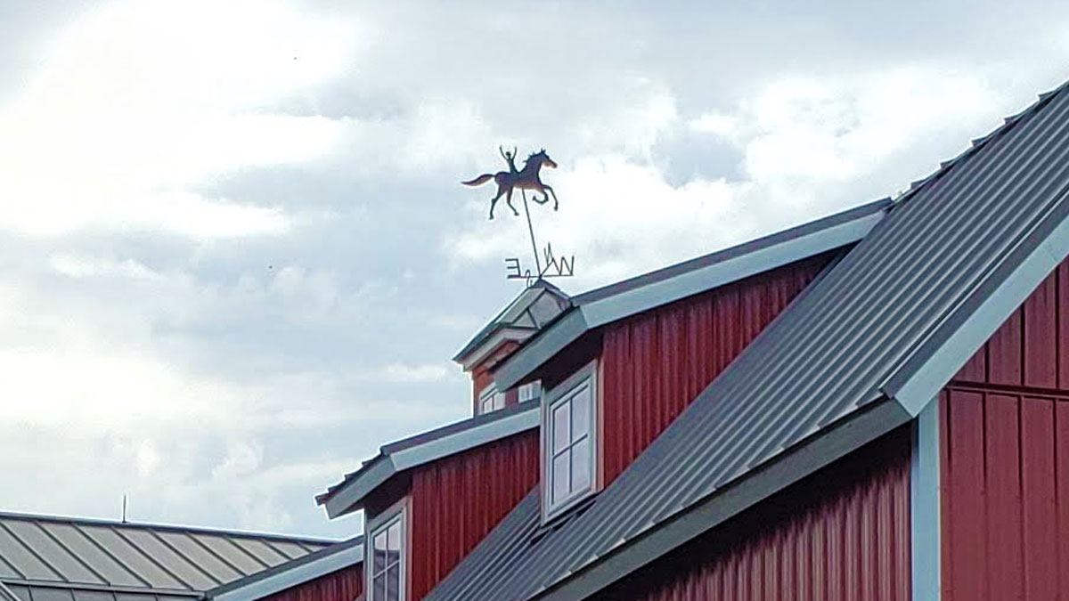 Close up of the weather vane at Flying Horse Farms in Mt. Gilead, Ohio