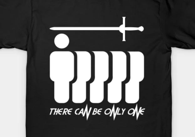 "There can be only one" t-shirt inspired by the 1986 film Highlander.